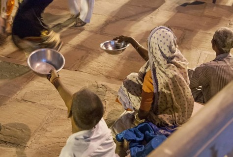 Asking for some rice People on the banks of the Ganges