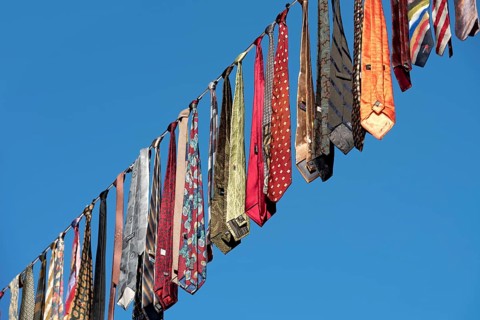 Ties hung on a leash from an action for peace by Soroptimist International
