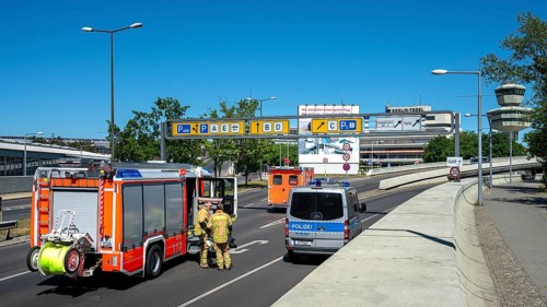Fire brigade and police operation at the airport