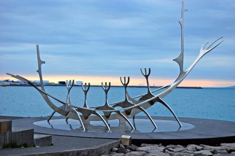 Sculpture of a Viking ship on the Atlandtik shore