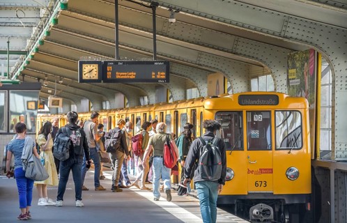 Underground station with passengers