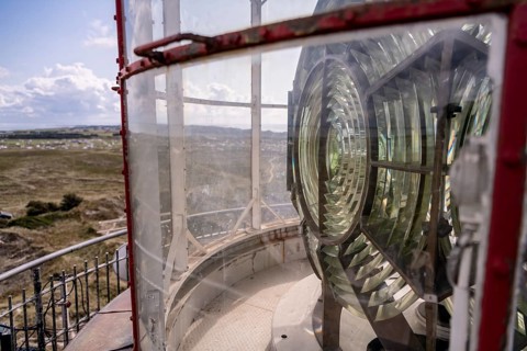 Lighthouse lenses on the Lyngvig Fyr lighthouse near Hvide Sande