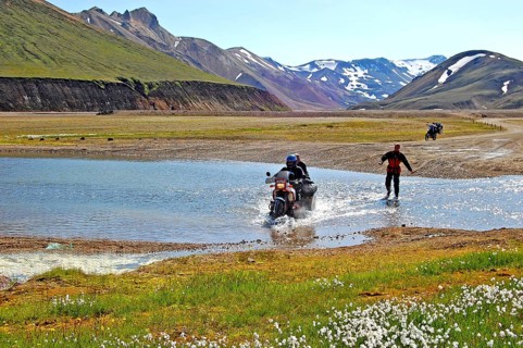 Watery fords in the colourful highlands of Landmannalaugar