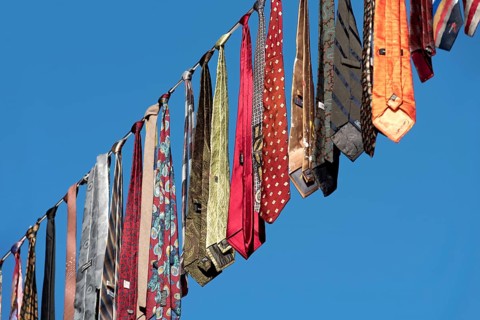 Ties hung on a leash from an action for peace by Soroptimist International