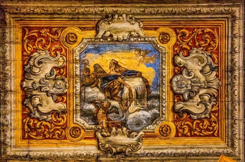 Wooden ceiling in the cathedral