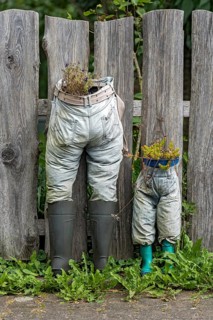 Decoration on wooden garden fence