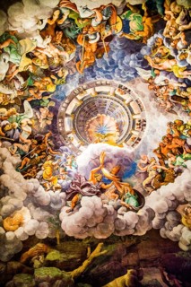 Most famous fresco of Mannerism: Giulio Romano's illusion invents a dome and dissolves the architecture of the room into the fall of the giants