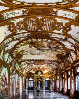 Hall of Rivers with an artificial foliage carving structure