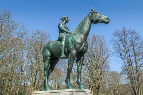 Bronze figure Amazon on horseback
