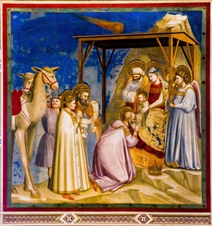 Fresco: Adoration of Jesus by the Magi with Halley's Comet
