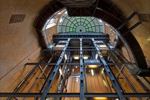 View of the north dome and cages from the tunnel floor