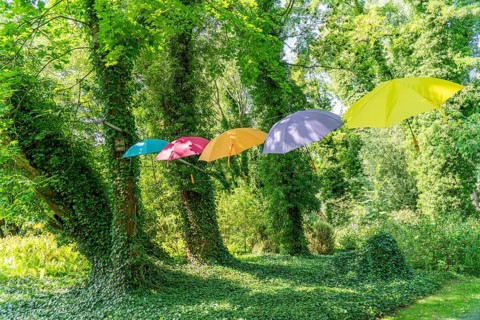 Colourful umbrellas in the optics park Rathenow