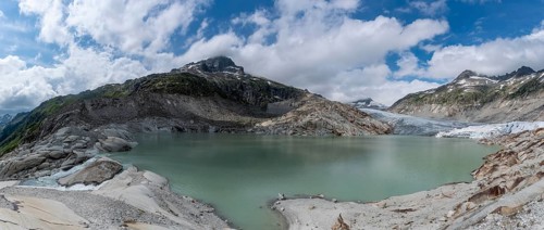 Alpine landscape with Rhone glacier and Rhone spring