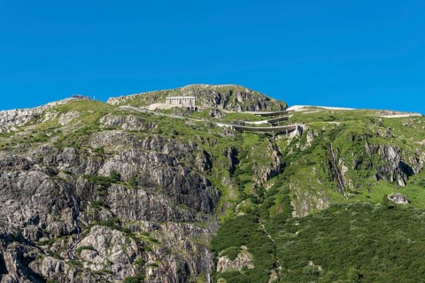 Mountain massif of the Rhone glacier
