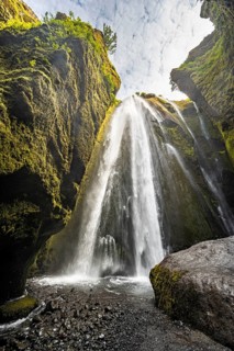 Gljufrabui waterfall in a gorge