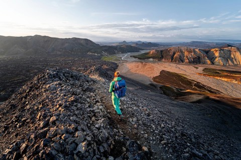 Hiker on the Laugavegur trekking trail