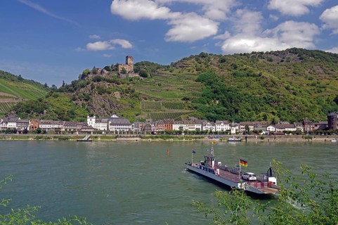Car ferry crossing the Rhine