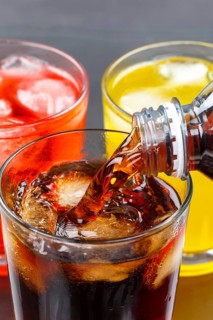 Drinks Lemonade Cola Soft drinks in a glass Pour into