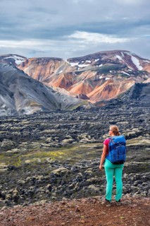 Hiker on the Laugavegur trekking trail