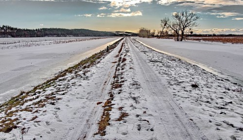 Field path with snow