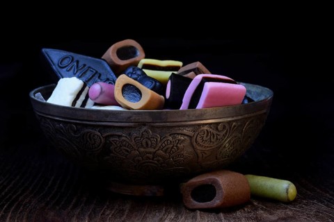 Liquorice sweets in shell
