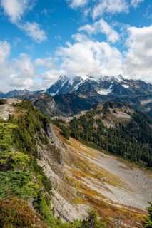 View from Table Mountain of Mt. Shuksan with snow and glacier