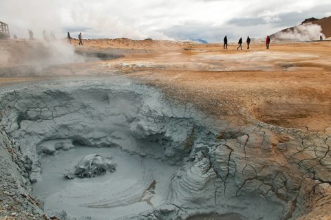 Bubbling mud spring in the Hveraroend geothermal area