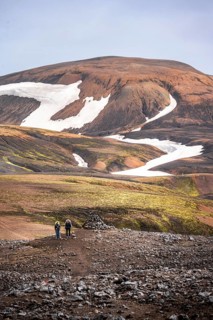 Hikers on the Laugavegur trekking trail