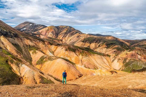 Hiker on the Laugavegur trekking trail