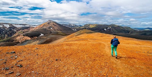 Hiker on the Laugavegur trekking trail