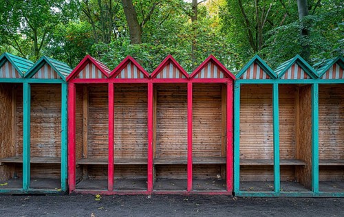Wooden cabins at the New Lake in the Tiergarten