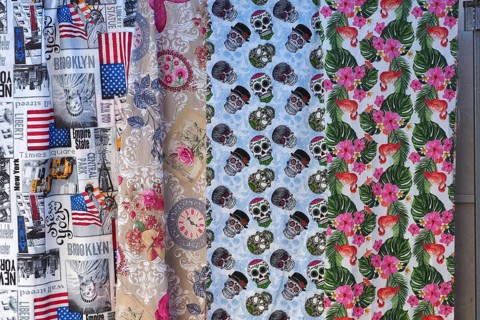 Bales of fabric with modern