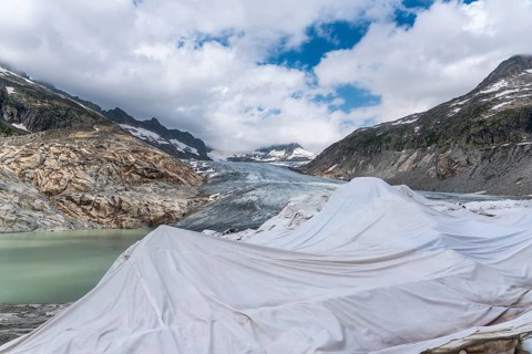 Alpine landscape with Rhone glacier and Rhone spring