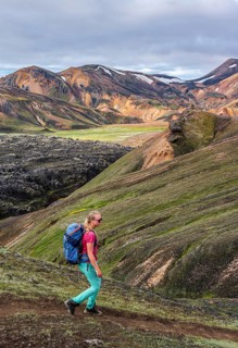 Hiker on the Laugavegur trekking trail