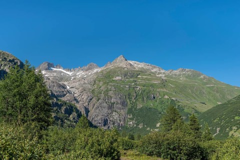 Landscape of the Rhone valley near the hamlet of Gletsch
