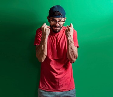 Angry man with glasses