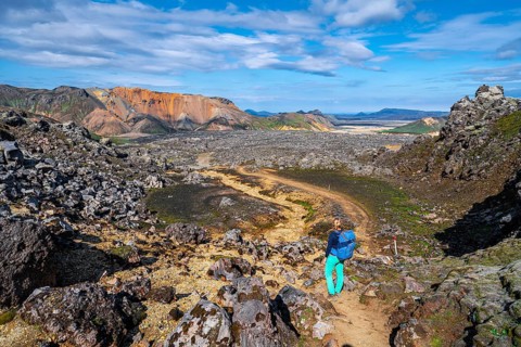 Hiker on the Laugavegur trekking trail