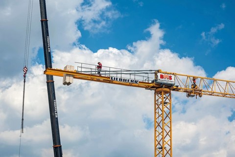 A crane is being erected