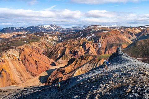 Two hikers on the Laugavegur trekking trail