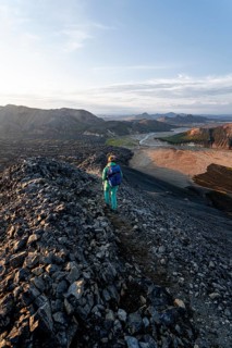 Hiker on the Laugavegur trekking trail