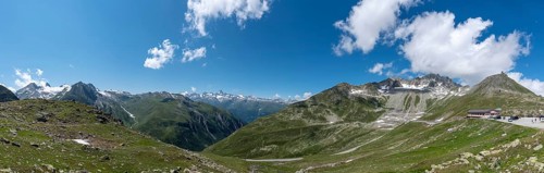 Alpine panorama near the Nufenen Pass with the mountains Ritzhoerner
