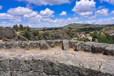 Castle ramparts and view over medieval and historical village of Sortelha