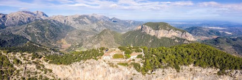 Ruin of the Castle Castell Alaro in Majorca Landscape Mountains Mountain Vacation Travel Aerial Photo Panorama in Alaro