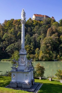 Marian Column with Neuburg am Inn Castle