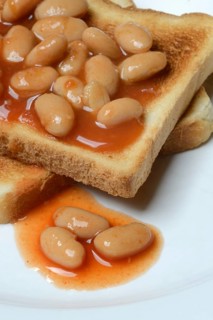 White beans with tomato sauce on toast