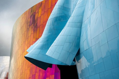 Colourful undulating exterior facade
