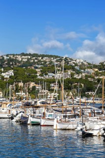 Marina harbour with boats holiday travel town in Majorca in Port d'Andratx