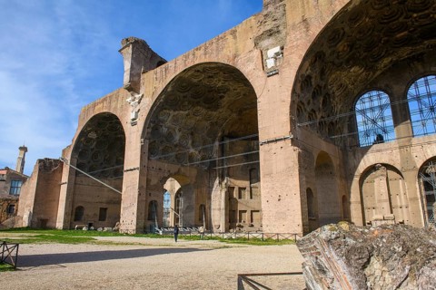 Ruin of remaining aisle of ancient Maxentius Basilica of Constantine