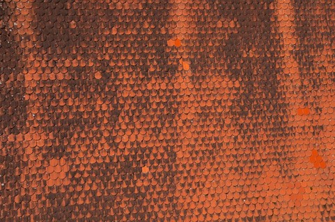 Detail of a red old tiled roof