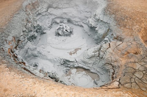 Bubbling mud spring in the Hveraroend geothermal area